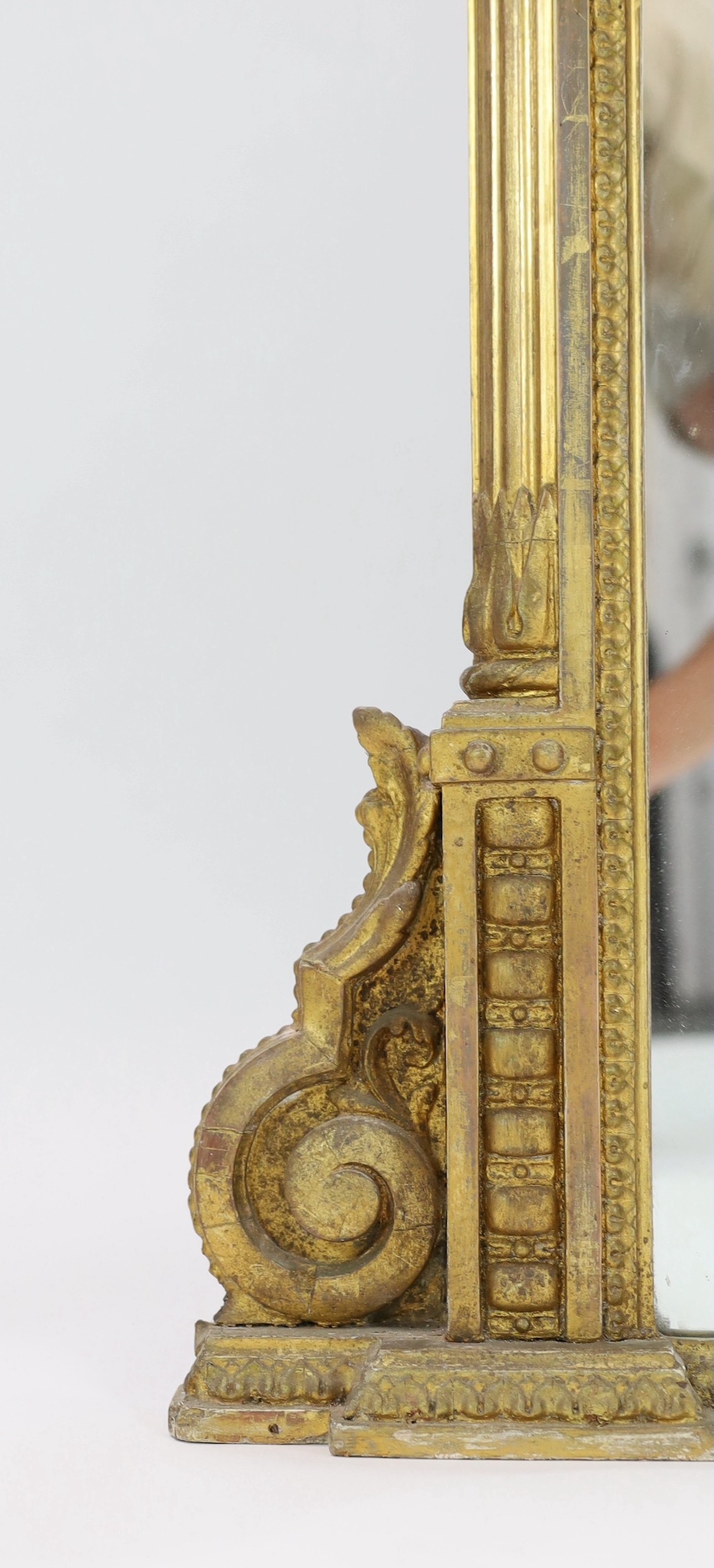A Victorian giltwood and gesso overmantel mirror, W.148cm H.173cm